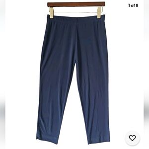 Clara Sun Woo Signature Blue Pull On Pants Ankle Slits Straight Size‎ M Stretch